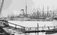 Эскадренный броненосец "Петр Великий" в достройке, Кронштадт, июль 1876 года