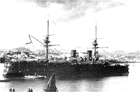 Броненосный корабль "Император Николай I" в порту Понта Делгада, июнь 1893 года
