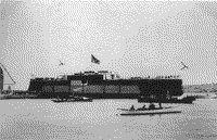 Корпус эскадренного броненосца "Двенадцать Апостолов" после спуска на воду, сентябрь 1890 года