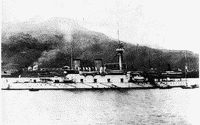 Эскадренный броненосец "Наварин" в Нагасаки перед уходом в Россию, декабрь 1901 года