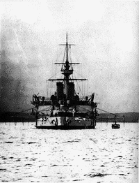Эскадренный броненосец "Наварин" на Большом Кронштадтском рейде, август 1904 года