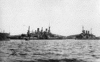 Эскадренные броненосцы "Севастополь" и "Победа" в Порт-Артуре, 1904 год
