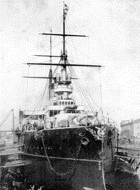 Эскадренный броненосец "Ростислав" в доке, начало 1900-х годов