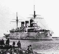 Эскадренный броненосец "Ослябя" покидает Бизерту, 27 декабря 1903 года