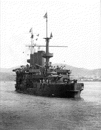Эскадренный броненосец "Пересвет" на внутреннем рейде Порт-Артура, 31 марта 1904 года