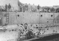 Повреждения "Евстафия" после боя 18 ноября 1914 года