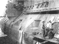 Исправление повреждений на эскадренном броненосце "Цесаревич", Порт-Артур весна 1904 года