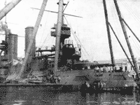 Эскадренный броненосец "Цесаревич" во время ремонта, Порт-Артур весна 1904 года