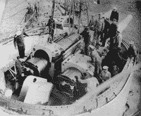 Эскадренный броненосец "Цесаревич" во время замены 12-ти дюймовых орудий