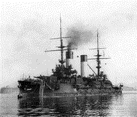 Эскадренный броненосец "Орел" на рейде Кронштадта, август 1904 года