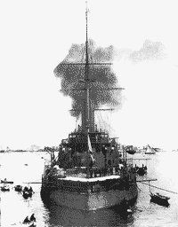 Стоянка линейного корабля "Слава" во время учебного похода Балтийского отряда, кампания 1908 года