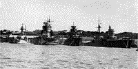 Английский монитор "Аберкромби", линейный корабль "Джулио Чезаре" и крейсера "Луиджи Кадорна" и "Эудженио ди Савойя" на Мальте, 1944 год