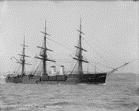 Полуброненосный фрегат "Генерал-адмирал" во время парада в Нью-Йоркской гавани, посвященного 400-летию открытия Америки, 27 апреля 1893 года