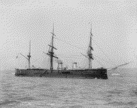 Броненосный фрегат "Дмитрий Донской" во время парада в Нью-Йоркской гавани, посвященного 400-летию открытия Америки, 27 апреля 1893 года