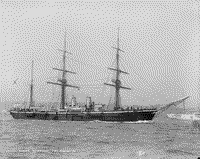Крейсер "Рында" во время парада в Нью-Йоркской гавани, посвященного 400-летию открытия Америки, 27 апреля 1893 года