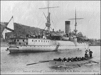 Крейсер "Адмирал Нахимов" в одном из портов Средиземного моря (вероятно в Бизерте), 1903 год