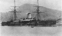 Броненосный крейсер "Адмирал Нахимов" под вице-адмиральским флагом в порту Нагасаки, 1889-1890 годы