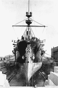 Броненосный крейсер "Россия" в доке