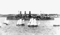 Бронепалубный крейсер "Диана" в составе отряда Морского корпуса. Шлюпочные учения, 1910 год
