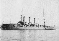 Японский учебный крейсер "Цугару" в Йокосуке, 1908 год