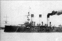 Крейсер 1-го ранга "Аврора" под флагом контр-адмирала О. А. Энквиста после прихода в Манилу, июнь 1905 года
