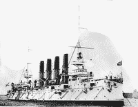 Бронепалубный крейсер "Варяг" на Большом Кронштадском рейде в ожидании приезда императора, 18 мая 1901 года