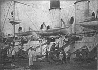 Погрузка угля на крейсер "Варяг" в Порт-Артуре, 1902 - 1903 годы