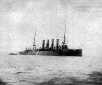 Крейсер "Варяг" после боя на рейде Чемульпо, 27 января 1904 года