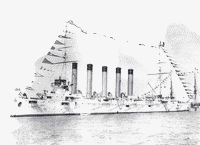 Крейсер I ранга "Аскольд" на Большом Кронштадском рейде, июнь 1902 года