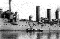 Крейсер "Олег" на высочайшем смотре в Ревеле, 14 июля 1908 года