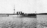 Броненосный крейсер "Рюрик" на рейде Бьерке-Зунд во время императорского смотра, 23 сентября 1908 года