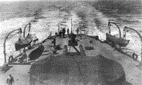 Ют броненосного крейсера "Рюрик" во время перехода в Россию, начало сентября 1908 года