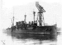 Броненосный крейсер "Рюрик" в достроечном бассейне на верфи "Бирдмор" в Клайдбєнке, 3 марта 1908 года