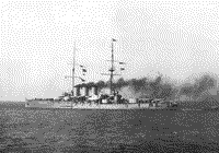 Застопоривший ход броненосный крейсер "Рюрик" под флагом командующего МСБМ вице-адмирала Н.О.Эсена, 1912 год