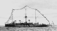 Крейсер "Жемчуг" на Ревельском рейде во время императорского смотра, 27 сентября 1904 года