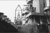 Командующий Черноморским флотом адмирал Ф.С. Октябрьский на палубе крейсера "Ворошилов", 1947 год