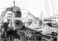 Гидросамолет КОР-2 на катапульте крейсера "Молотов", 1941 год