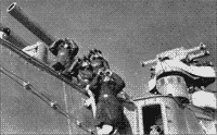 Наблюдение за ходом учебных стрельб на крейсере "Лазарь Каганович", январь 1956 года