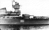 Крейсер проекта 68-К "Железняков" на Неве, конец 1970-х годов