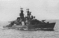Ракетный крейсер пр. 58 "Грозный" на ходу, 1985-1986 годы