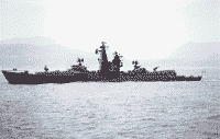 Ракетный крейсер проекта 1134 "Севастополь" в Средиземном море в районе Неаполя, 1970-е годы