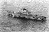 Тяжелый авианесущий крейсер "Новороссийск" в Тихом океане, 11 апреля 1985 года
