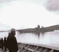 Тяжелый атомный ракетный крейсер "Калинин" в Североморске, июль 1992 года