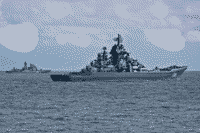 Тяжелый атомный ракетный крейсер "Петр Великий" и большой противолодочный корабль "Адмирал Чабаненко" во время учений у берегов Венесуэлы, 1 декабря 2008 года 09:27