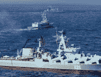 Ракетный крейсер "Москва" с кораблями НАТО в Ионическом море, 15 февраля 2006 года 13:08