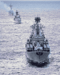 Ракетный крейсер "Москва" и корабли НАТО в Ионическом море, 15 февраля 2006 года 16:40