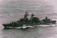 Ракетный крейсер "Маршал Устинов" в северной Атлантике, июнь 1993 года