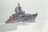 Ракетный крейсер "Червона Украина" во время перехода на Тихий океан, октябрь 1990 года