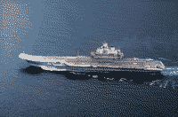 Тяжелый авианесущий крейсер "Адмирал Кузнецов" в Средиземном море, 10 декабря 1991 года