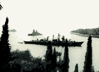 Большие противолодочные корабли "Комсомолец Украины", "Сообразительный" и крейсер "Михаил Кутузов" в Дубровнике, 1964 год